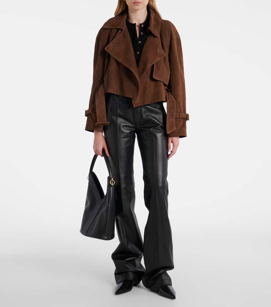 Hatti belted cropped suede jacket