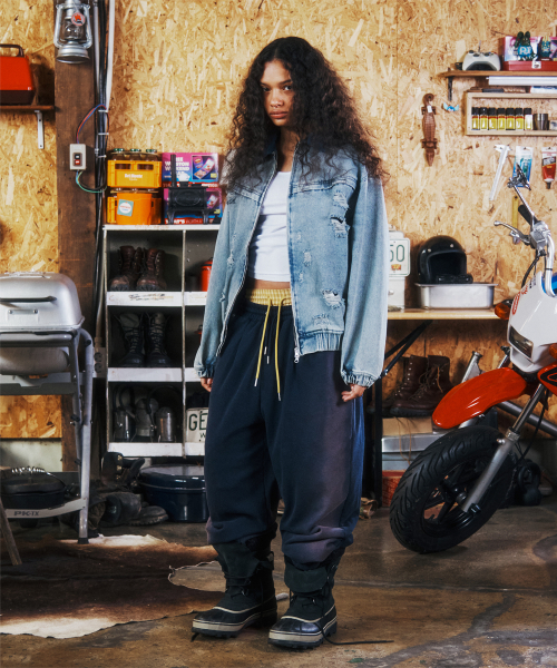 DESTROYED DENIM ZIPUP JACKET LIGHT BLUE