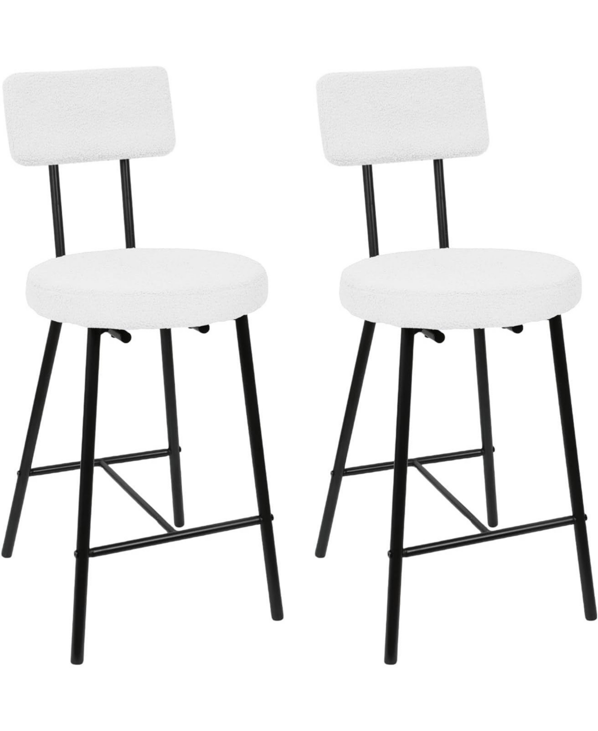 Bar Stool Chairs Set of 2, Modern Upholstered Counter Height Barstools with Round Seat, Armless Bar Chair - Light Beige