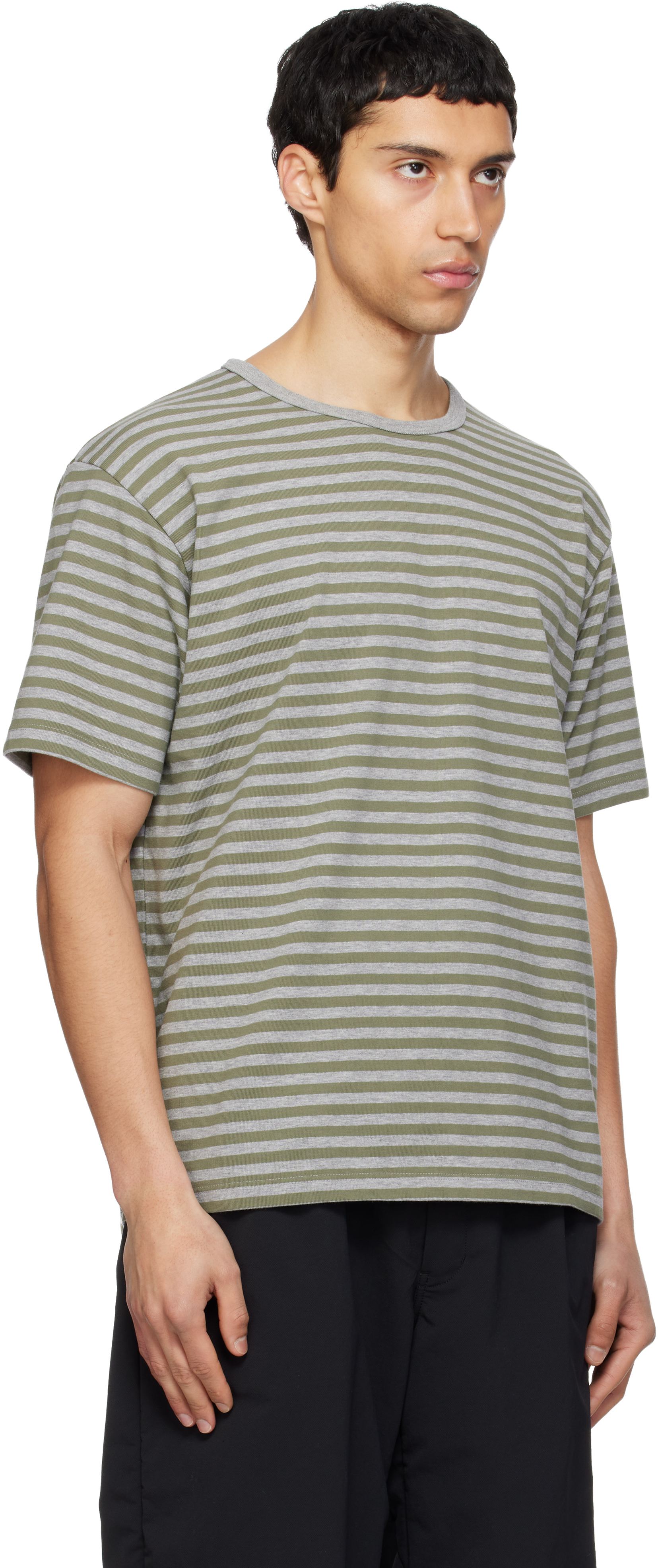 Khaki & Gray COOLMAX Stripe Jersey T-shirt