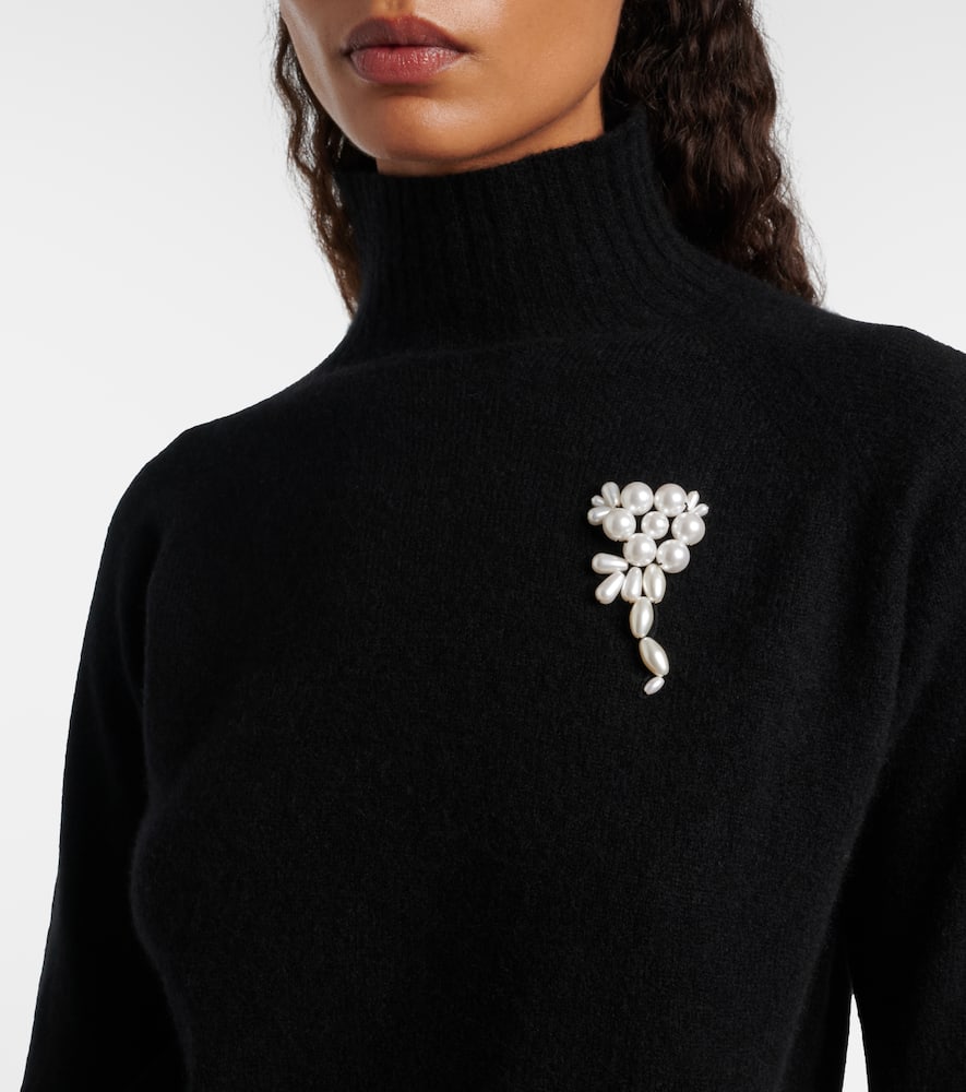 Embellished cashmere turtleneck sweater