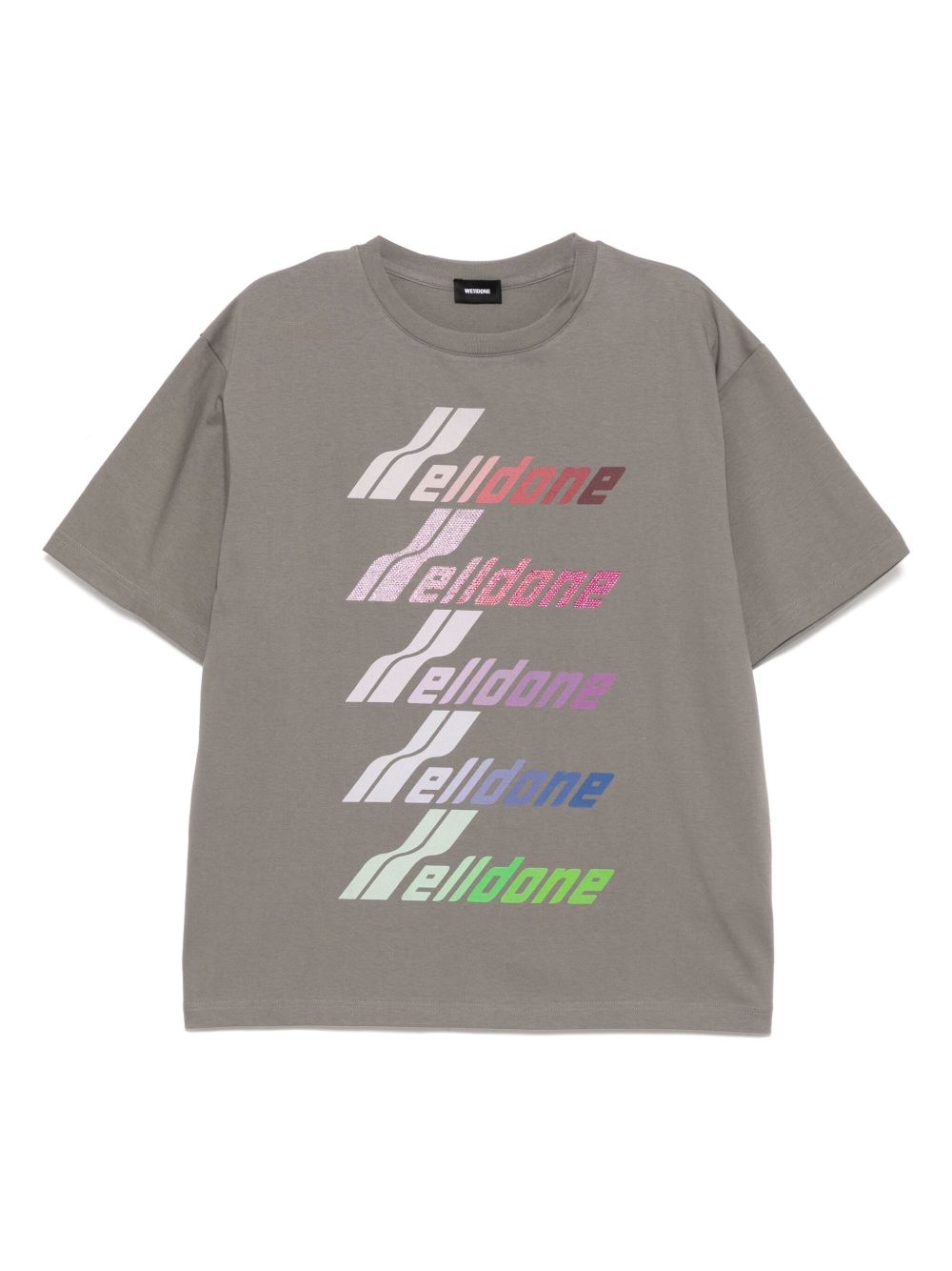 We11done Multi Logo Print T-shirt - Grey