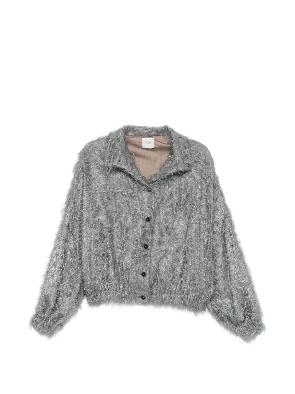 Fringed Knit Overshirt — Grey