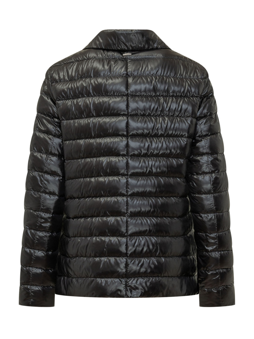 Black Quilted Shirt Collar Jacket