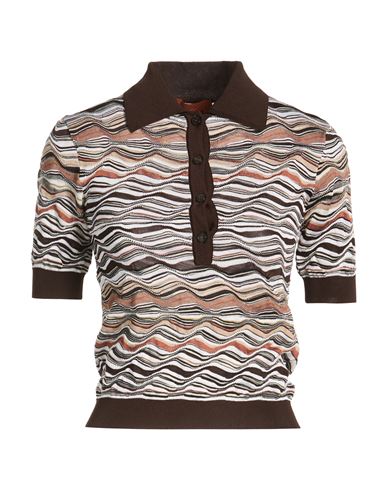 Woman Polo shirt Dark brown Size 0 Viscose, Wool, Polyamide, Elastane