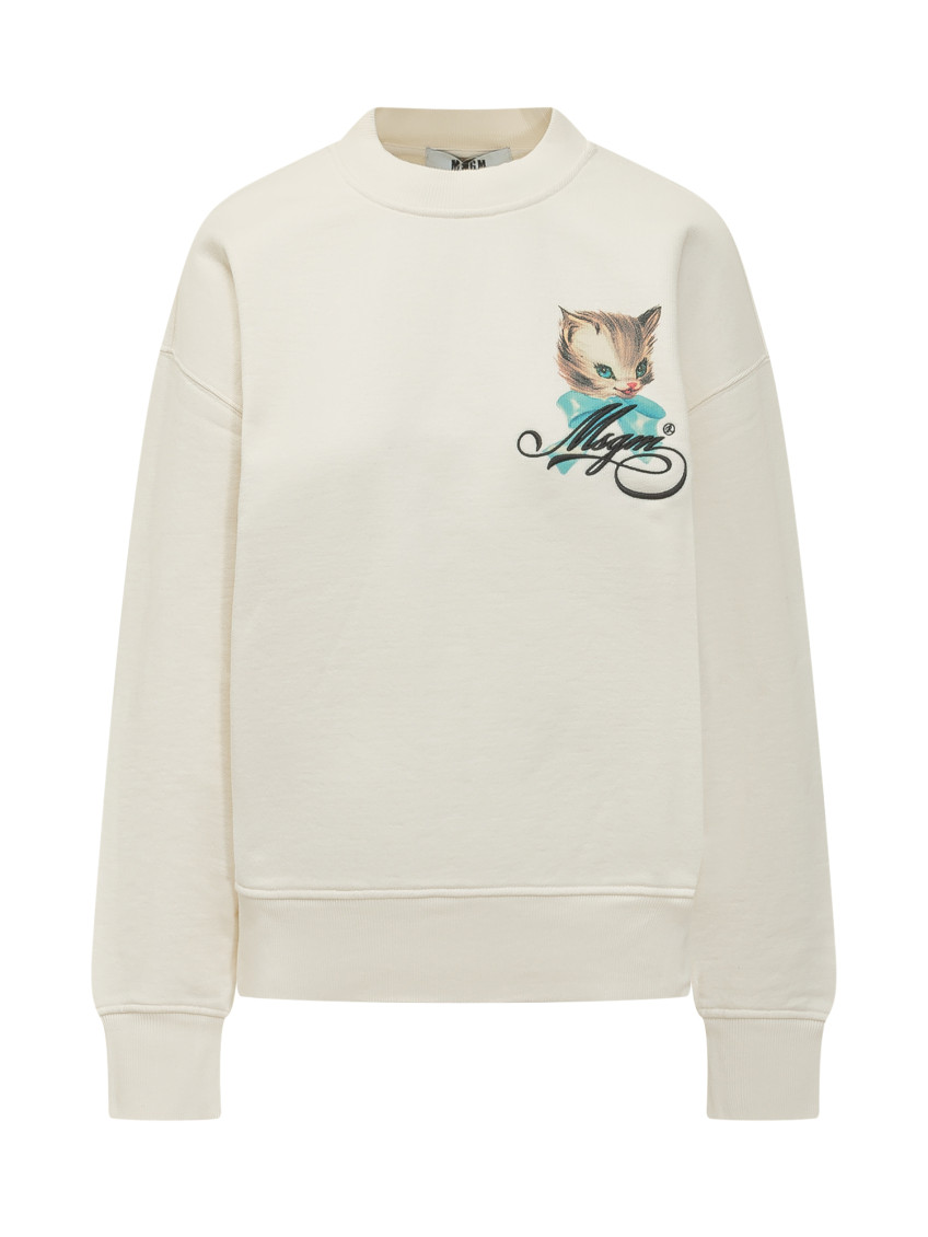 White Graphic Crew Neck Sweatshirt