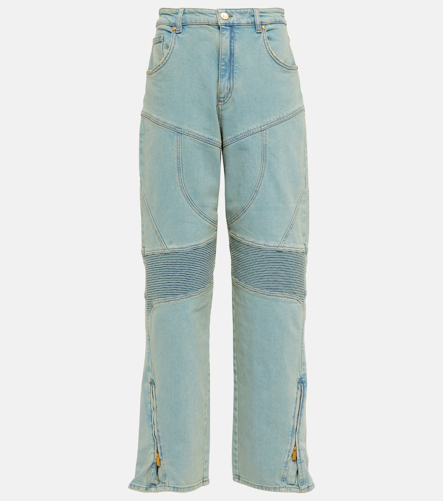 Paneled high-rise wide jeans
