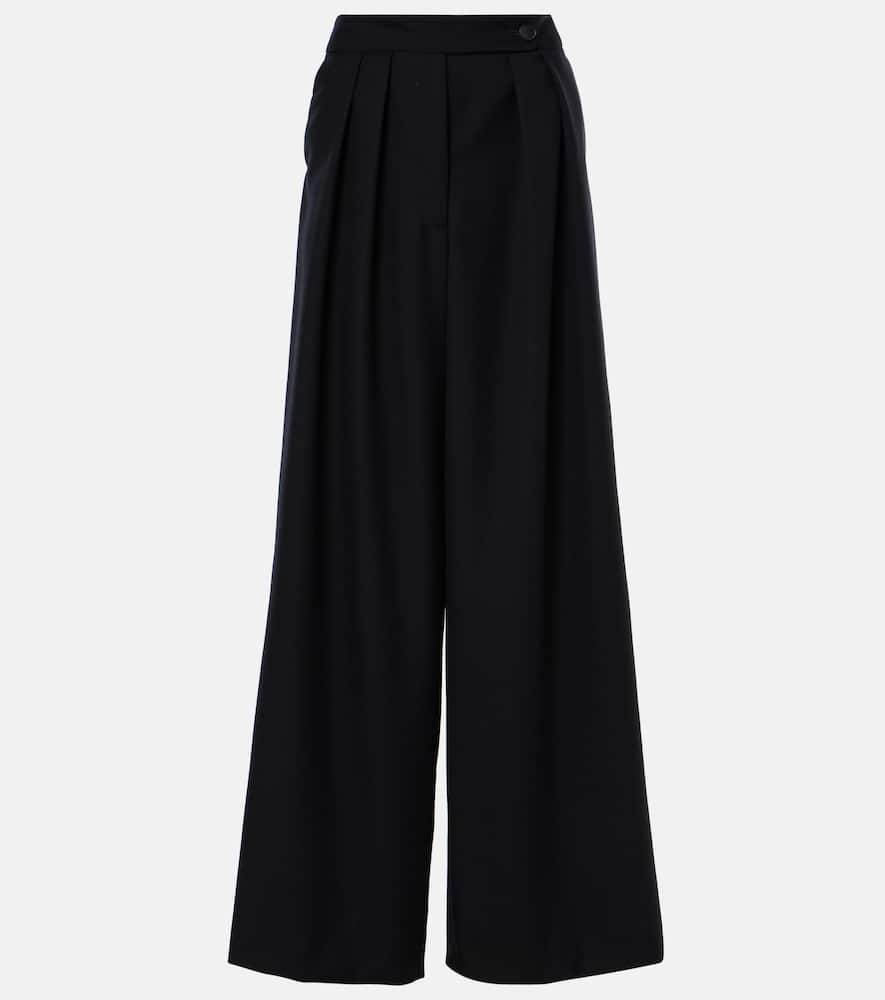 Pleated wool wide-leg pants