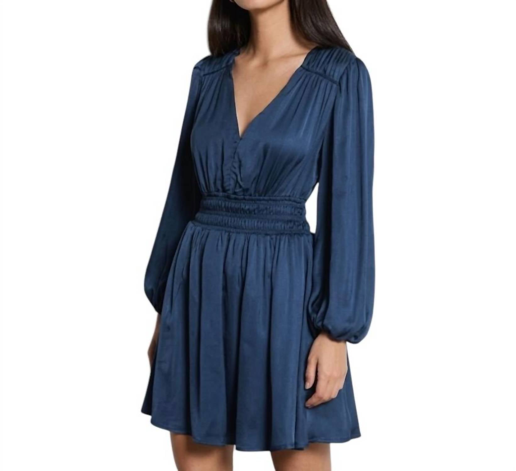 Rimila Dress With Cinched Waist In Navy Blue