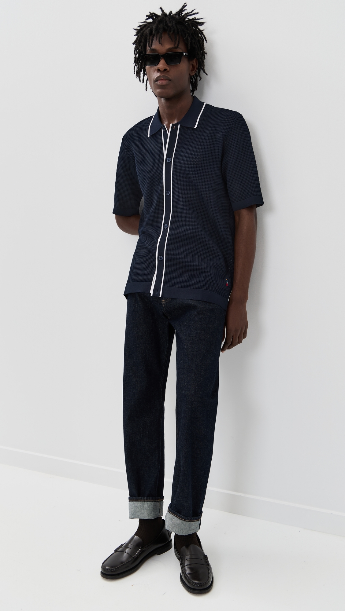Roddy Button-Thru Shirt Night Iris/Cloud