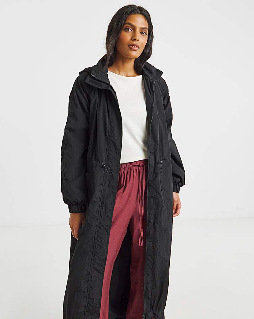 Black Pocket Detail Parachute Parka