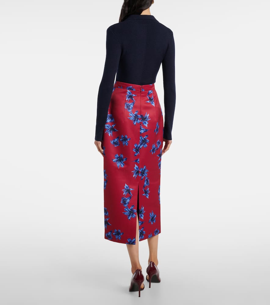Lorelei floral duchess satin pencil skirt