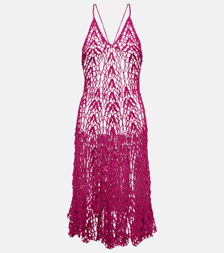 Open-knit cotton midi dress