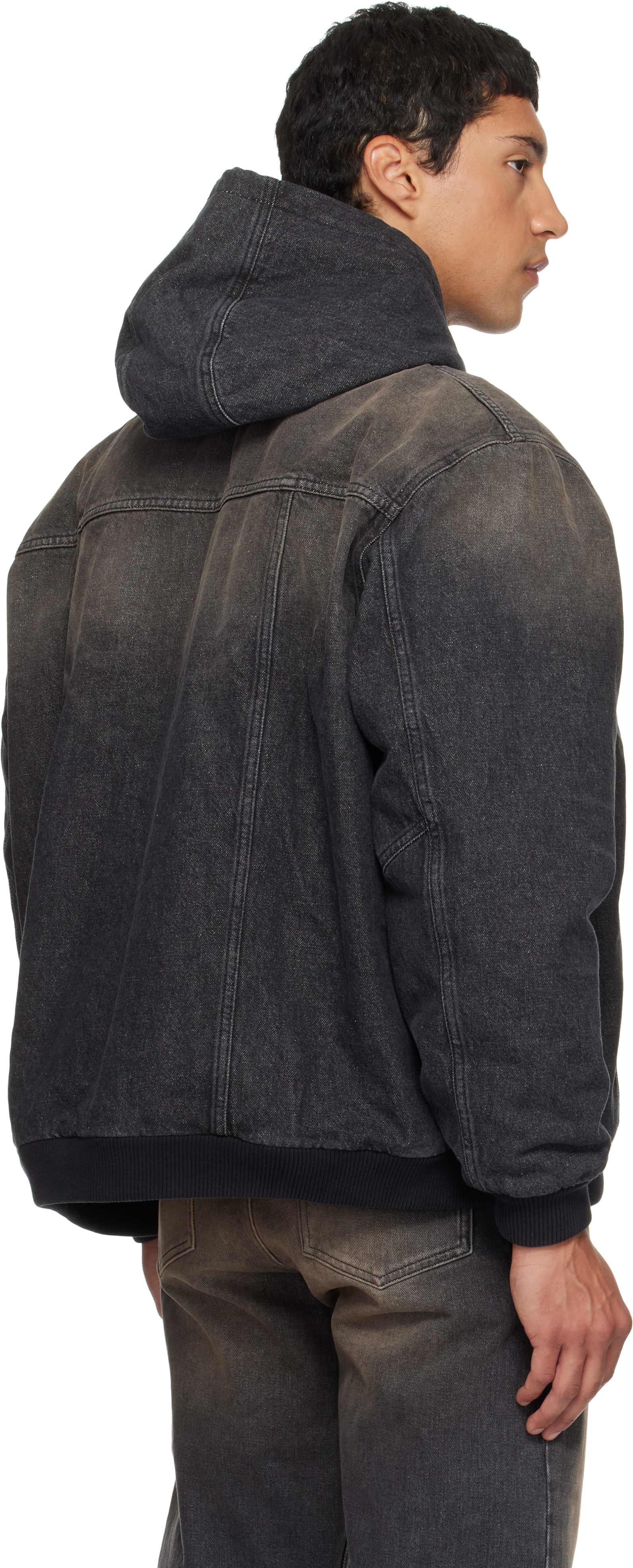 Black & Brown Hooded Denim Jacket