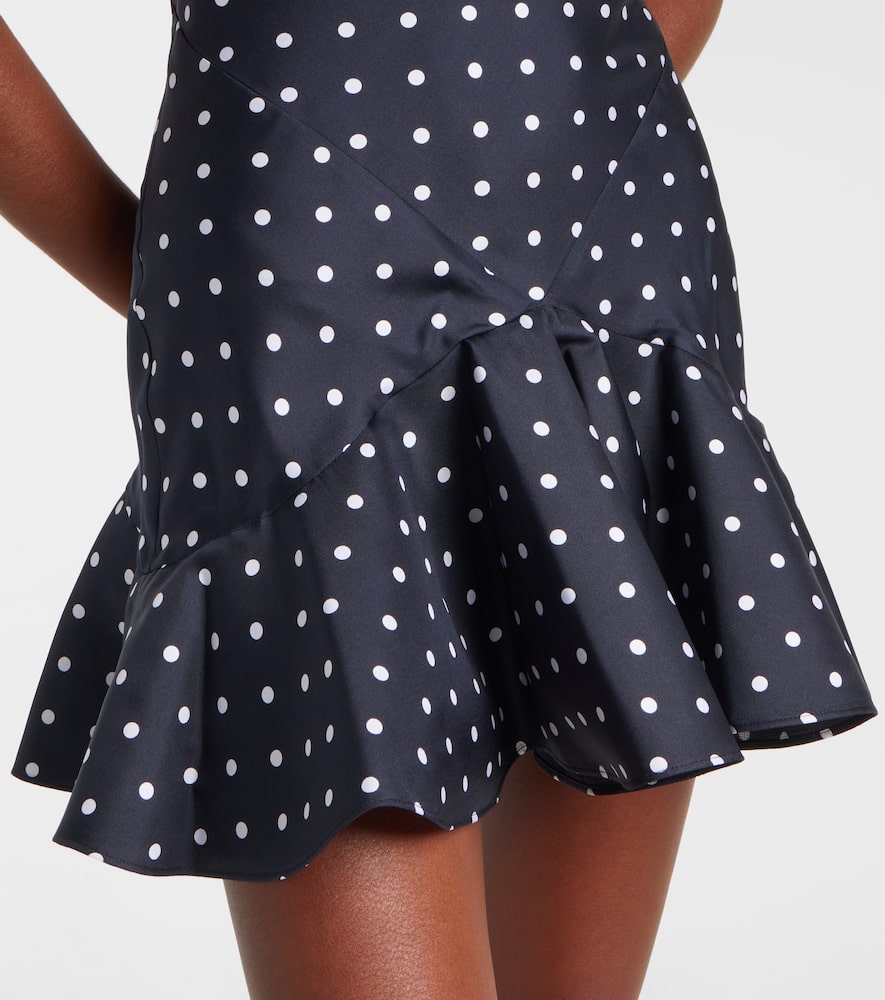 Polka-dot silk twill minidress