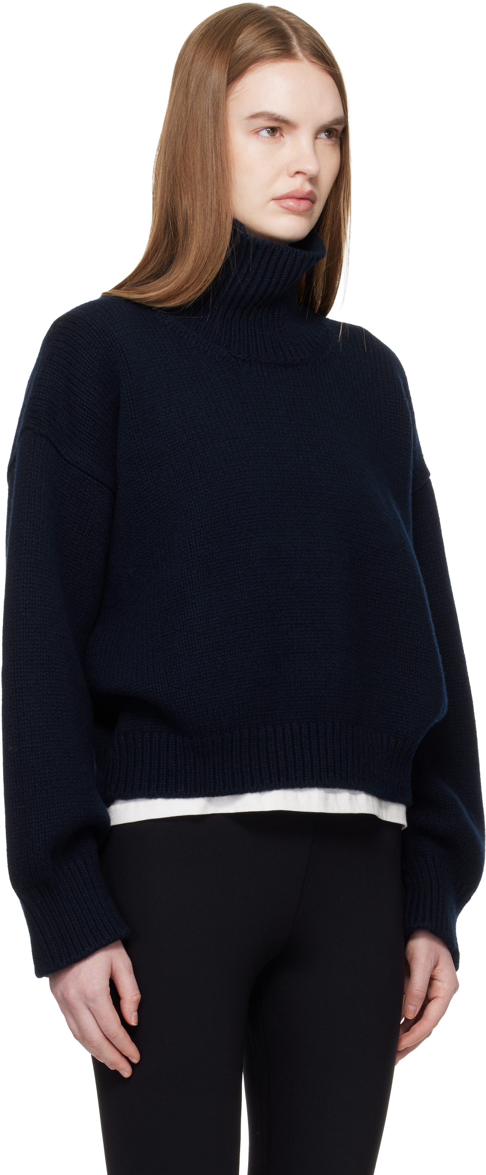 Navy Caragh Crop Turtleneck