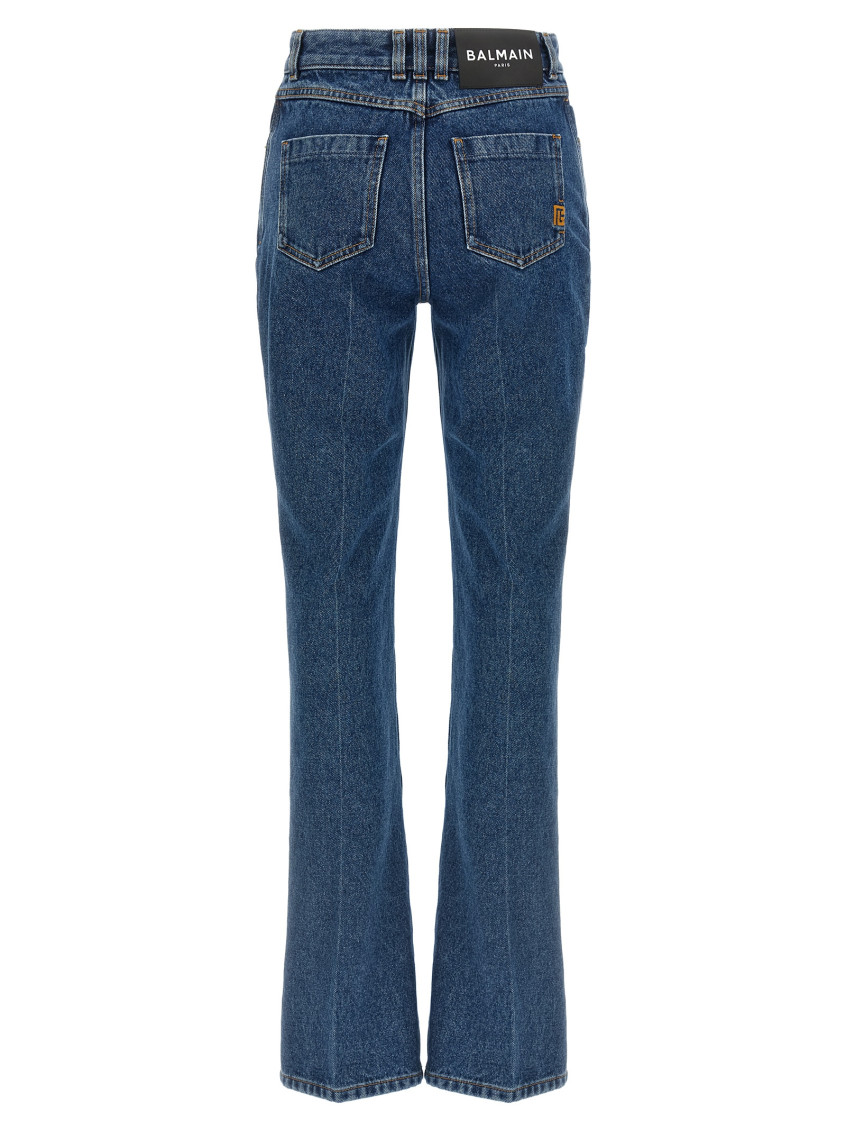 Balmain - embroidered denim trousers belt loops pocket