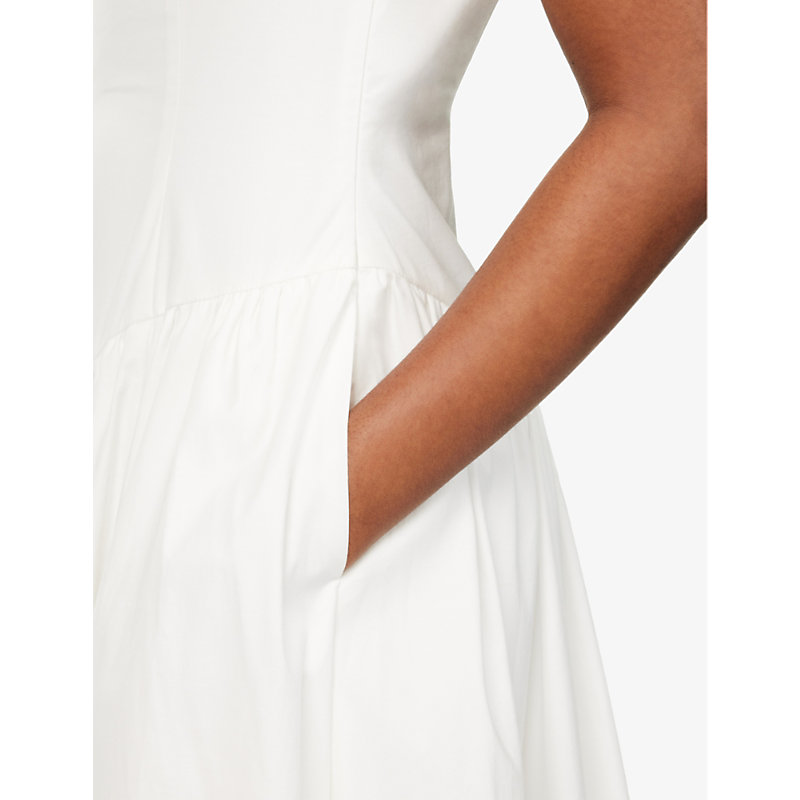 Womens White Elvira Boat-neck Stretch-organic Cotton Midi Dress