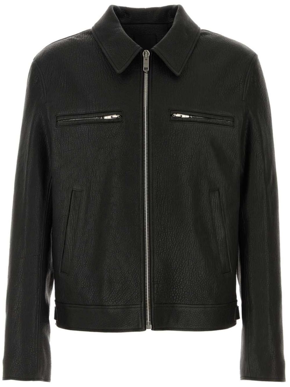 Zip-pocket leather jacket - Black