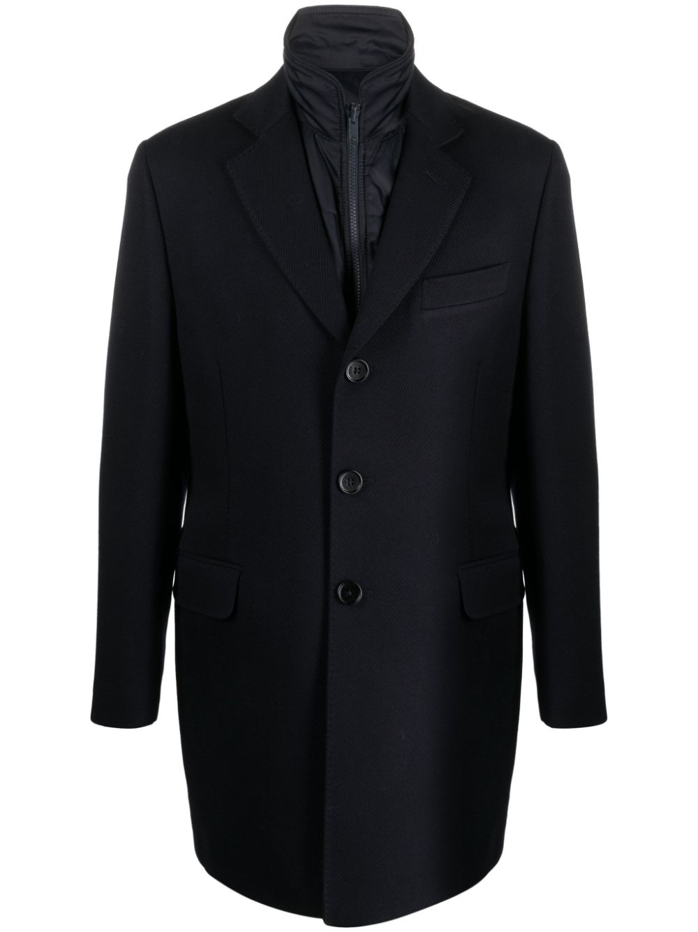 Layered single-breasted coat - Blue