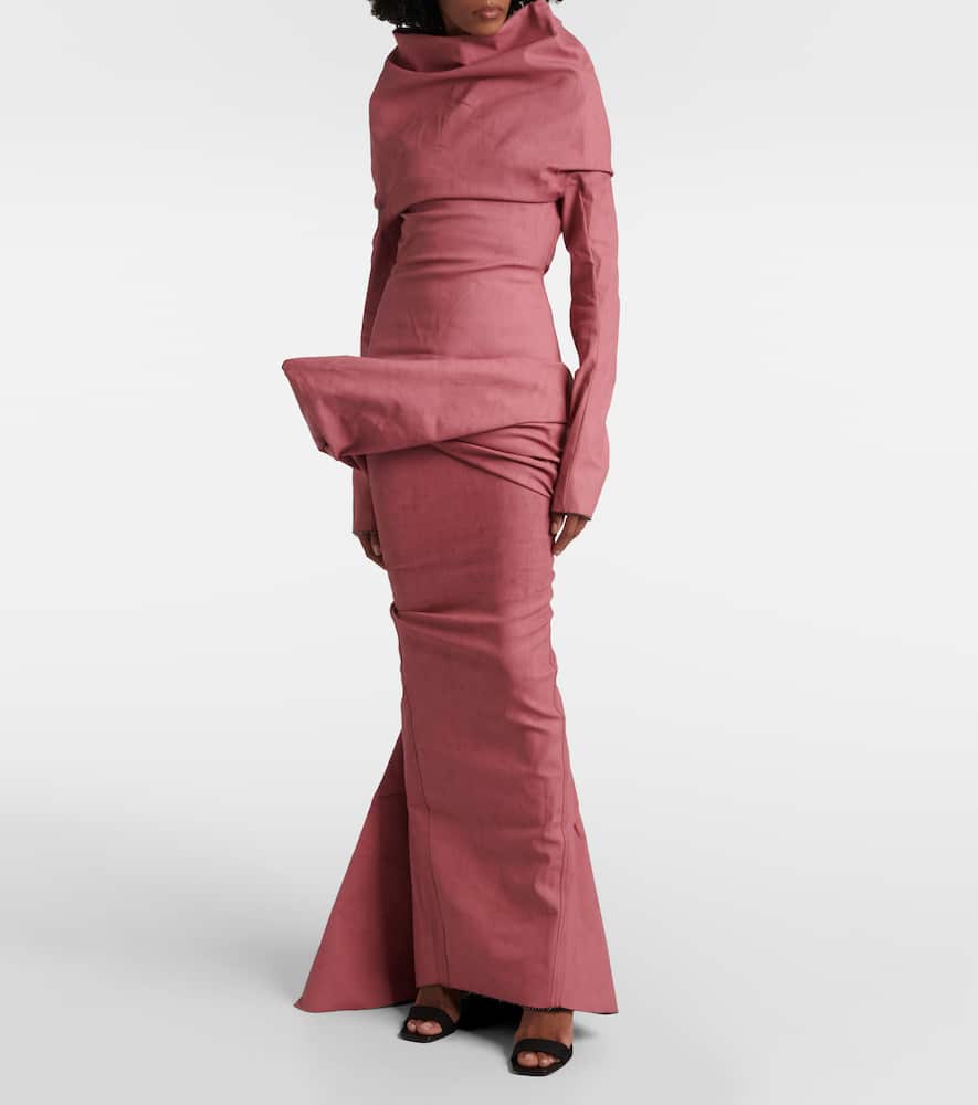 Draped cotton-blend top