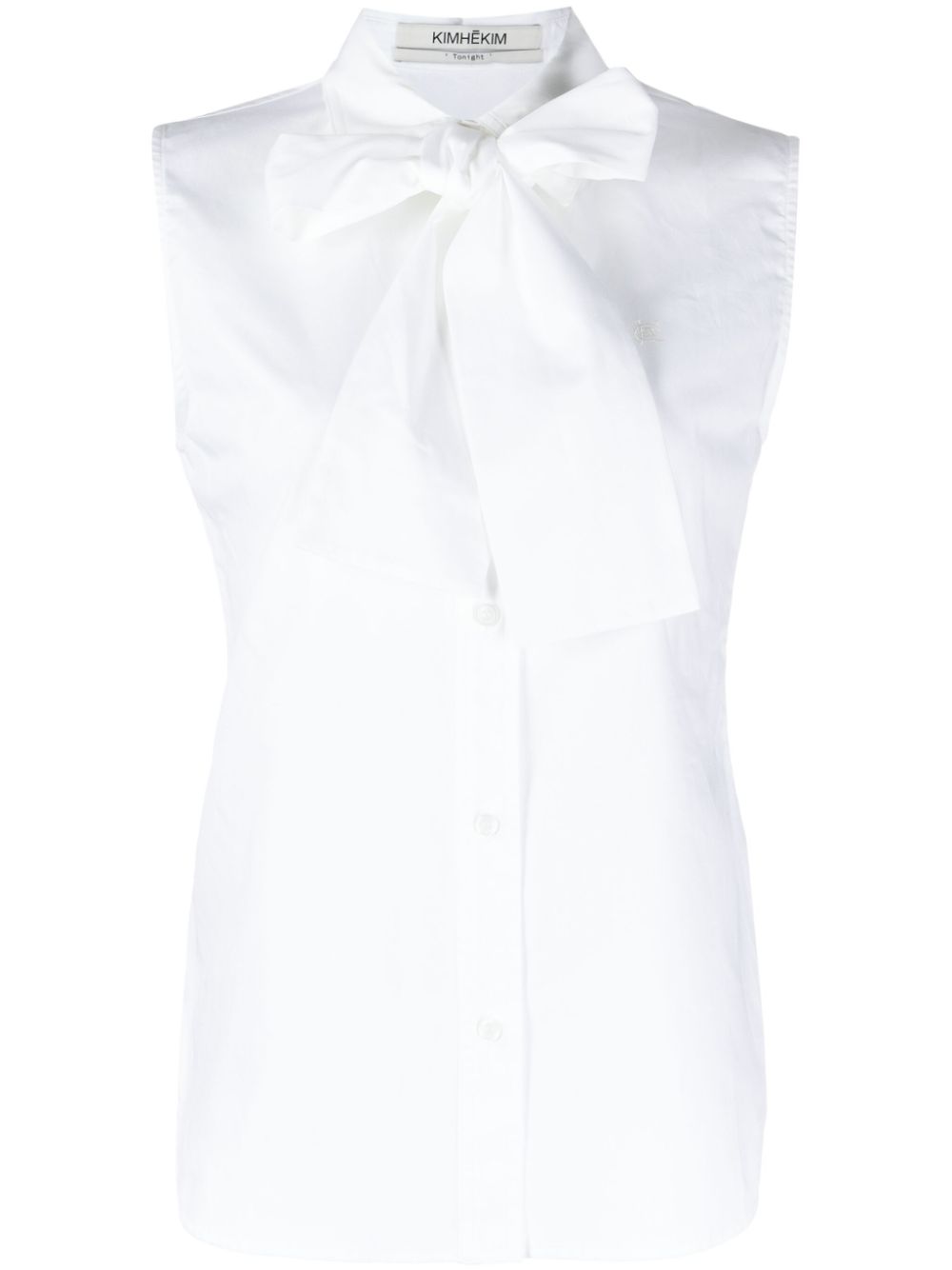Pussy-bow cotton blouse - White