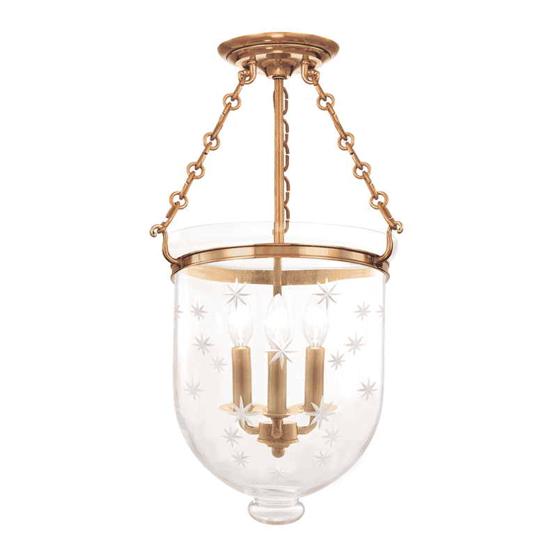 Hampton 3-Light Ceiling Light in Aged Bra