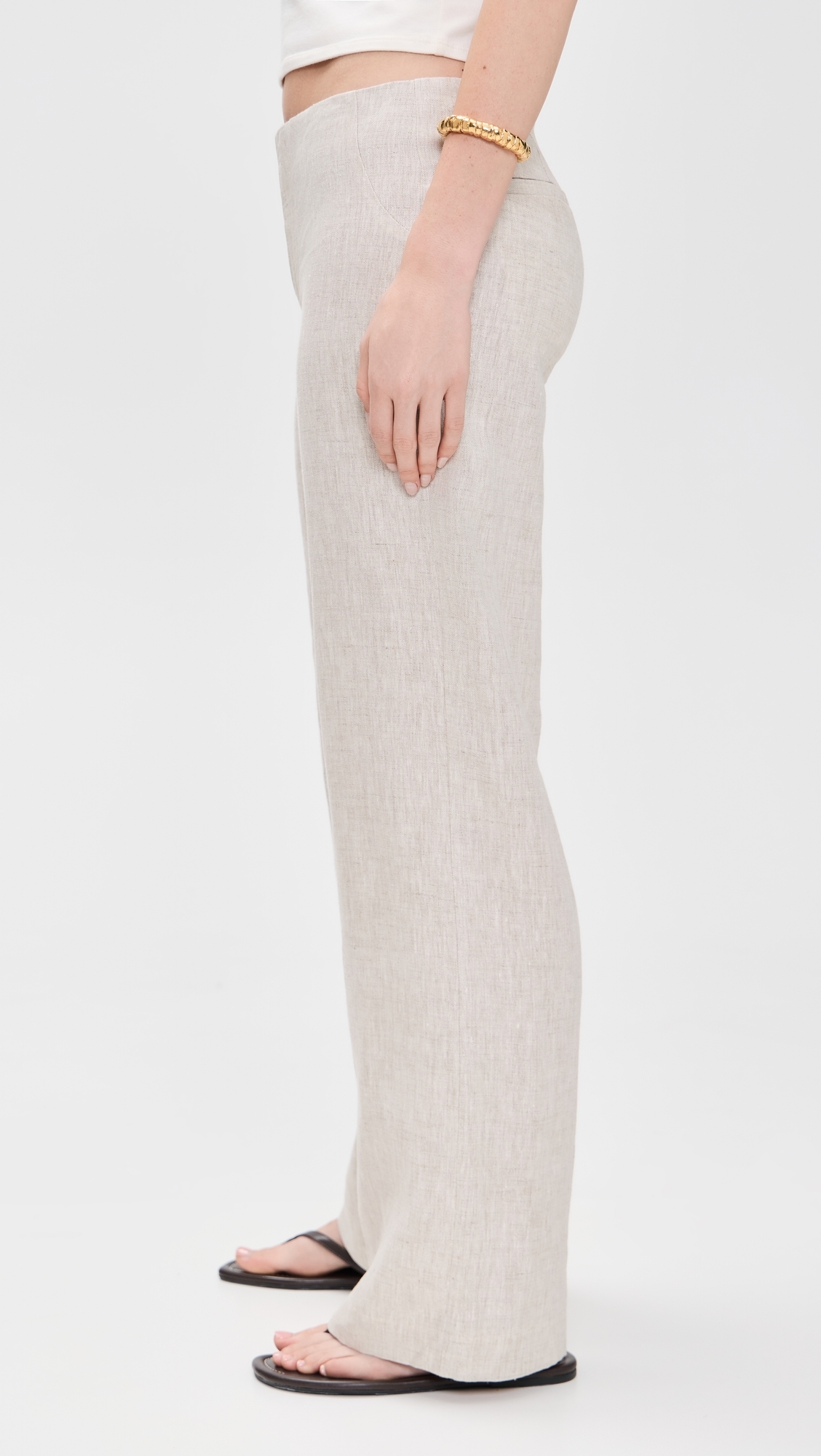 Reformation Vida Low Rise Linen Pants Oatmeal