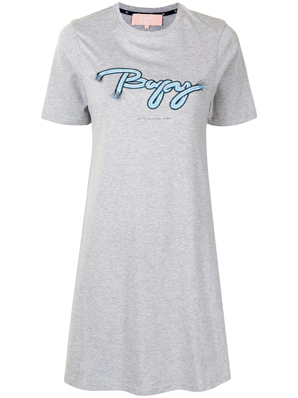 Embroidered-logo T-shirt dress - Grey