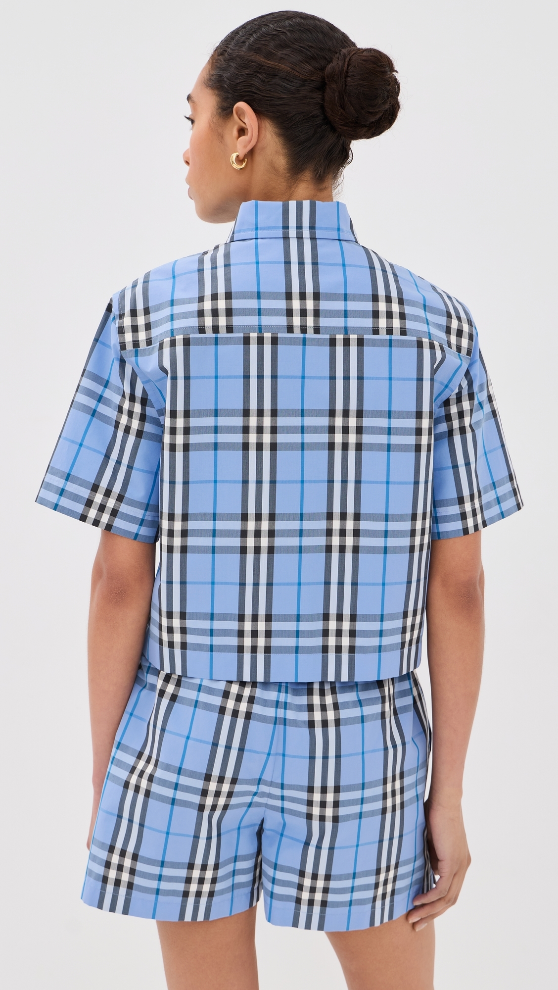 Abby Check Crop Top Cornflower Blue