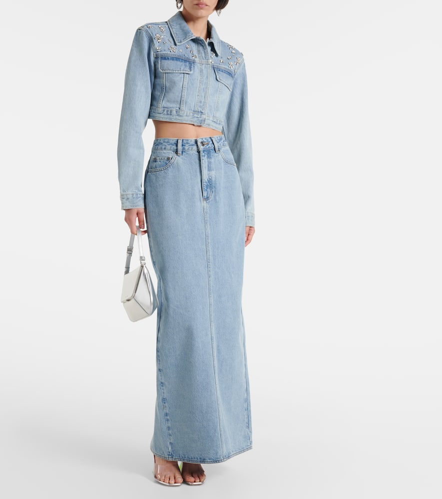 Self-Portrait Plissé feather-trimmed chiffon maxi dress