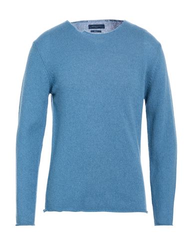 Man Sweater Slate blue Size S Baby alpaca wool, Merino Wool