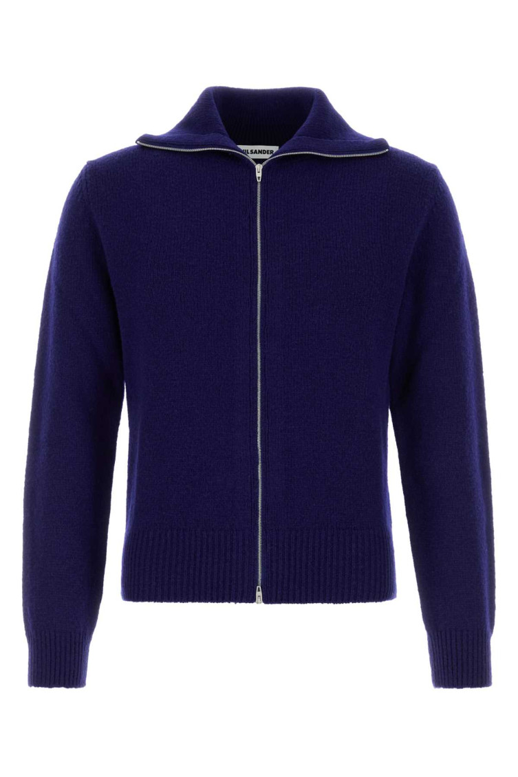 Blue Wool Blend Cardigan