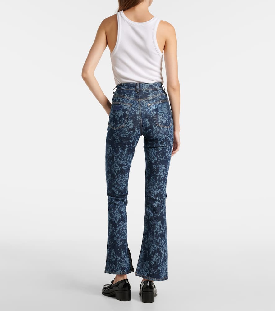 Printed high-rise flared jeans