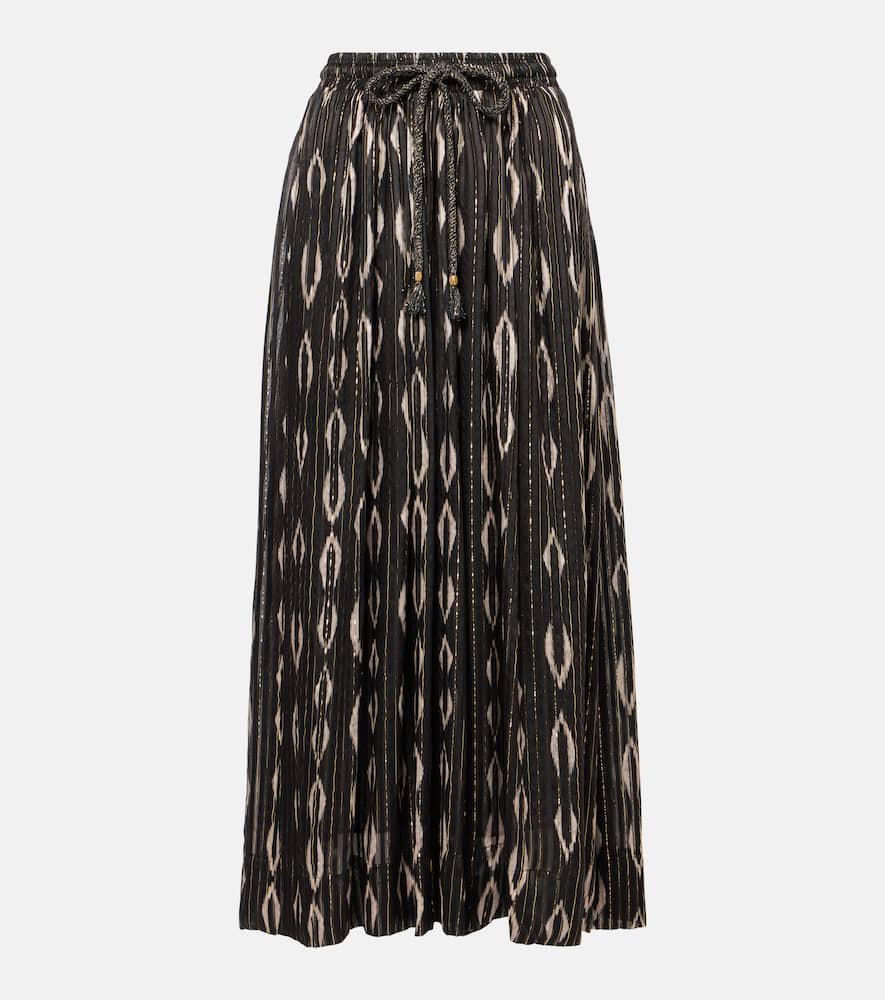 Samila pleated printed midi skirt