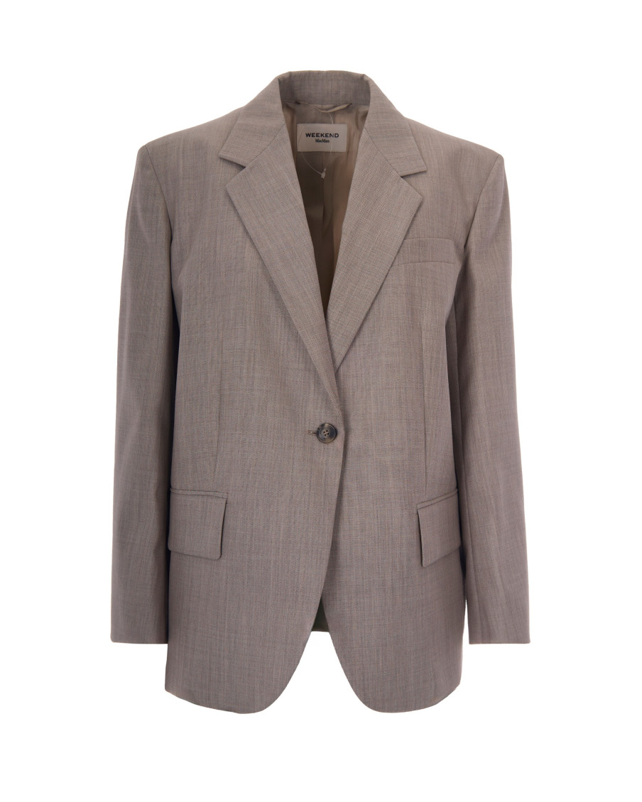 Brown Solid Notched Lapel Blazer