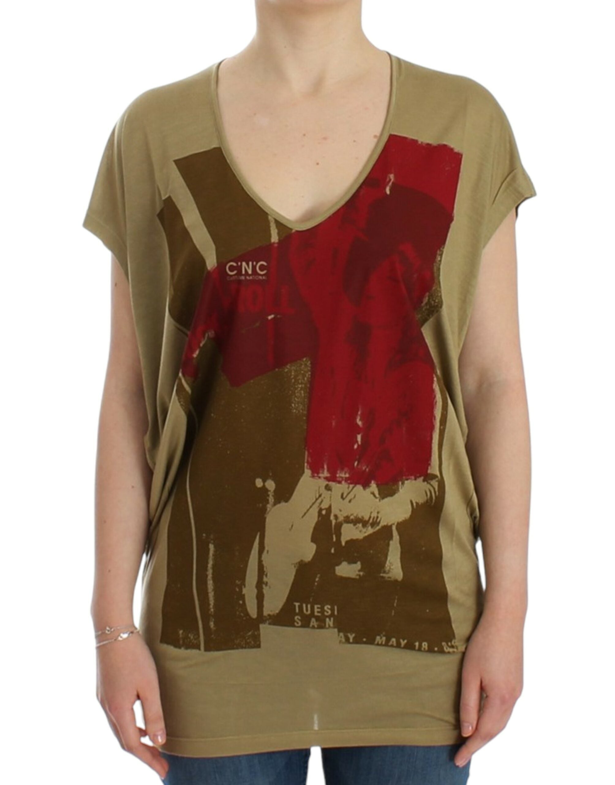 Multicolor Print Rayon T-Shirt — Green