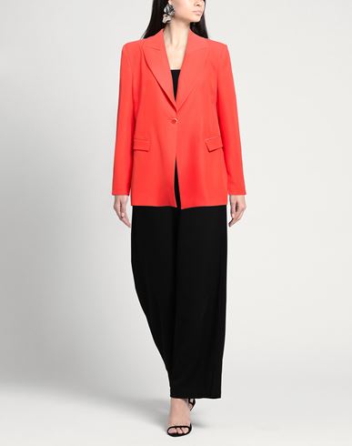 Woman Blazer Tomato red Size 12 Polyester, Elastane