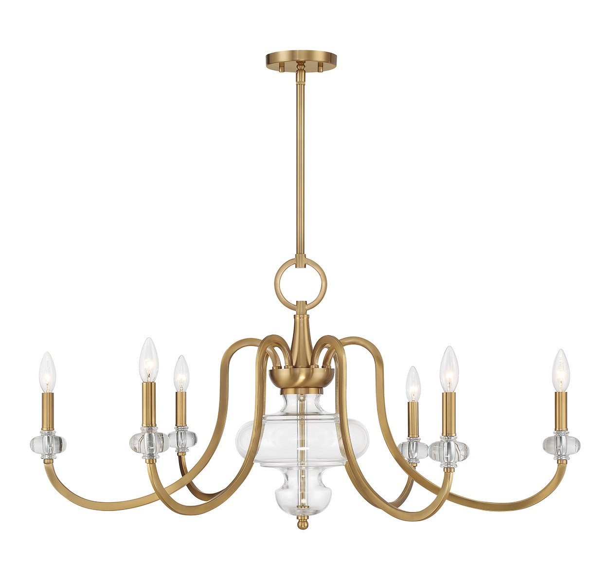 Warm Brass Six Light Chandelier from the Bergdorf Collection