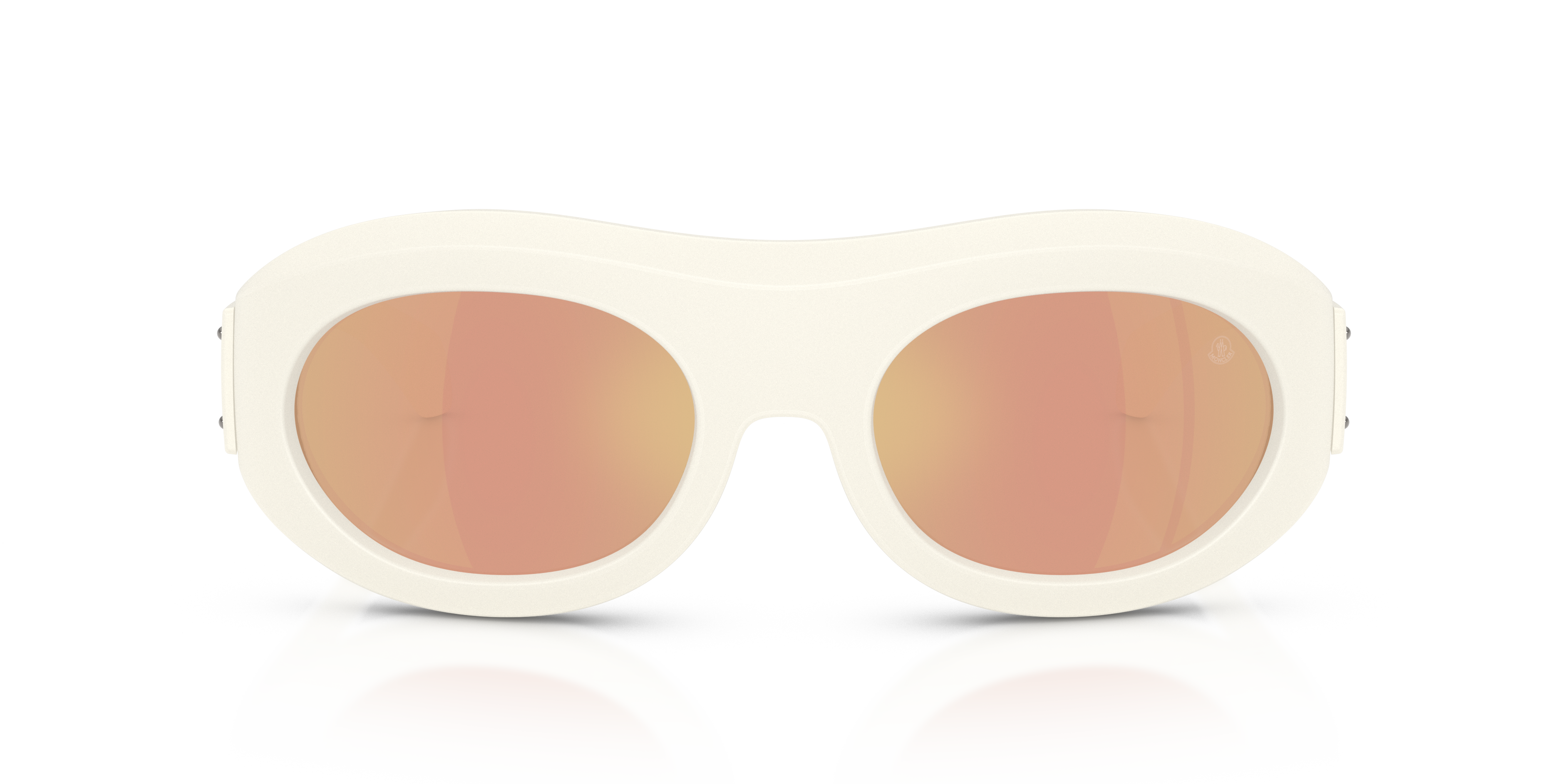 Moncler Unisex Moncler ME8015U RAMILLON 50367J Gafas de sol Inyectado Blanco Marrón Redonda Espejo