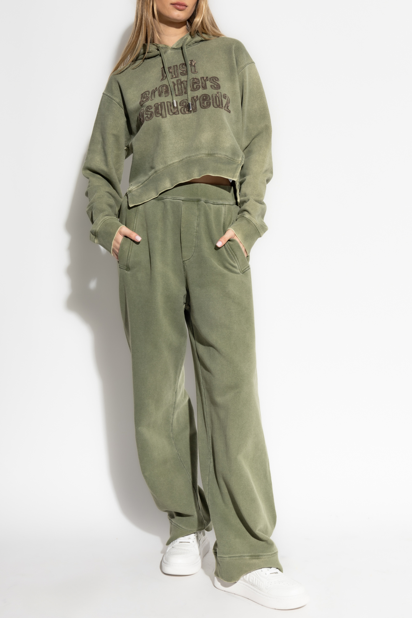 Sweatpants With Wide Legs, Women's, Green