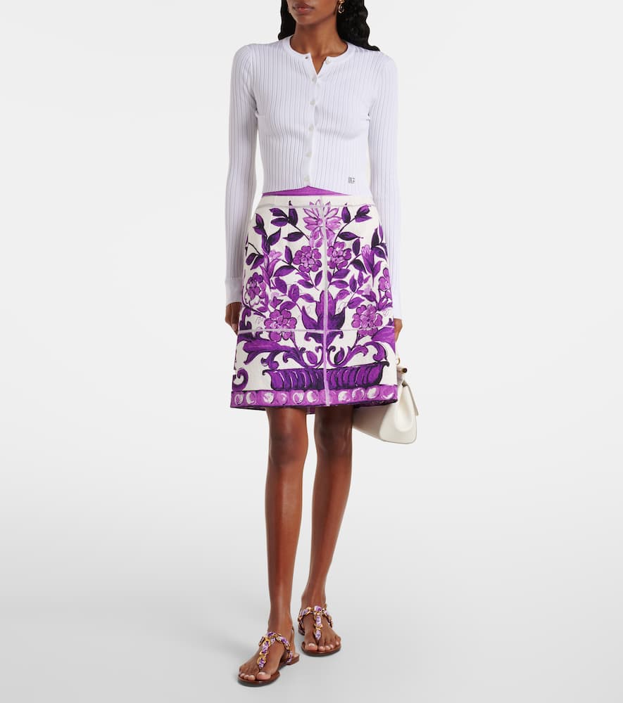 Majolica cotton and linen-blend miniskirt
