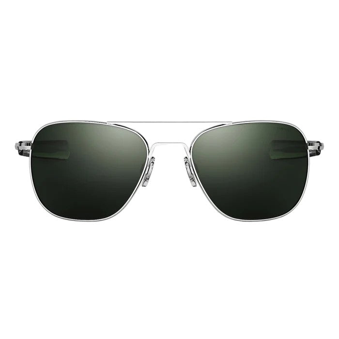 Randolph Engineering Man AF126 Bright chrome Outlet sunglasses Metal Silver Green Squared Norma