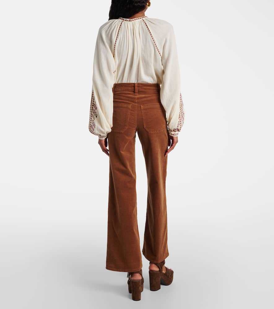 Le Slim Palazzo cotton corduroy wide-leg pants