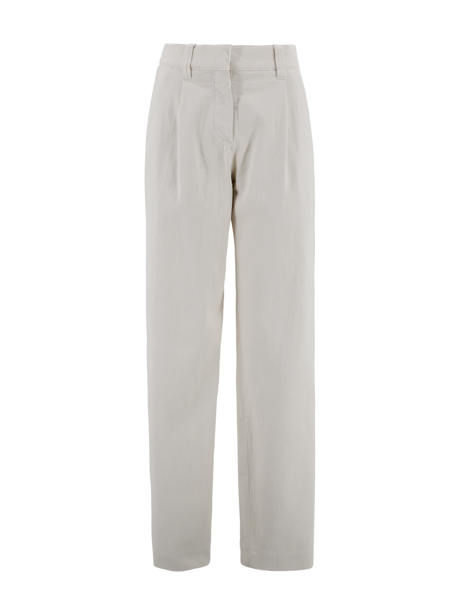 Mid-rise denim trousers - Neutrals