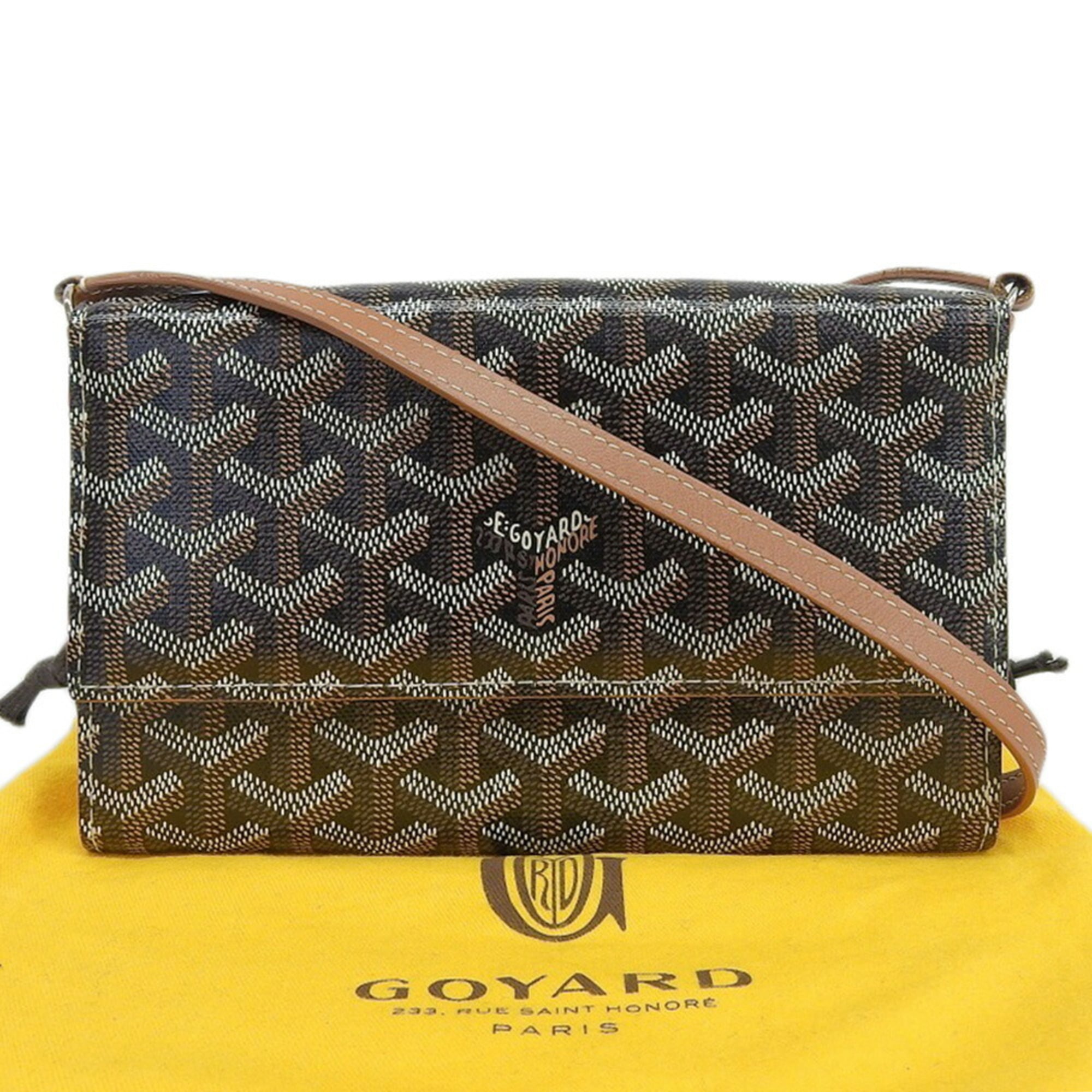 Goyard Black Brown Pvc Leather Shoulder Bag Pre-Owned