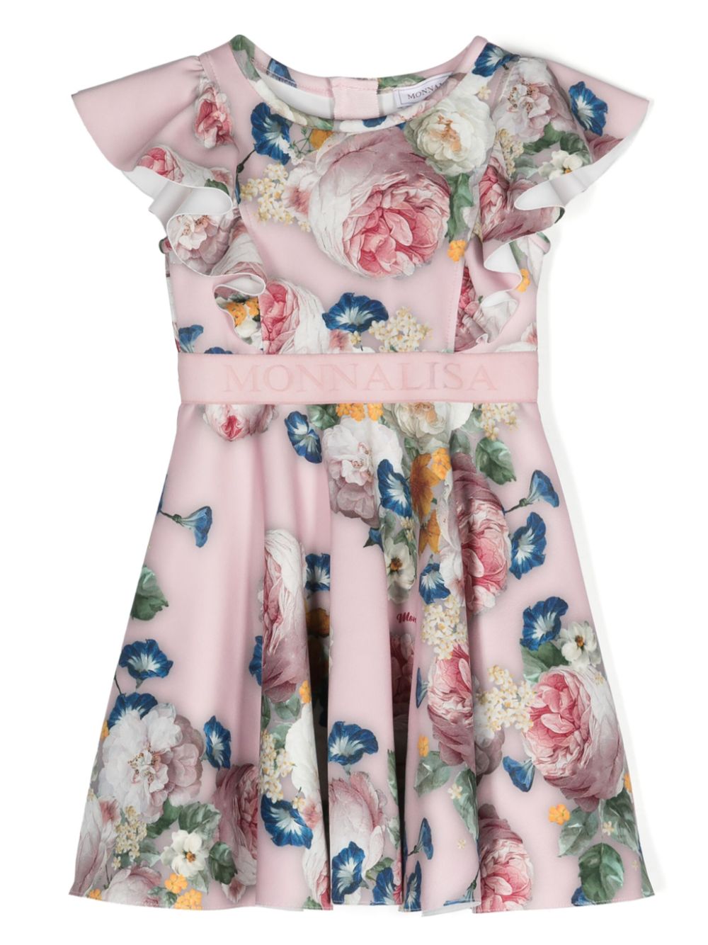 Flroal-print flared dress - Pink