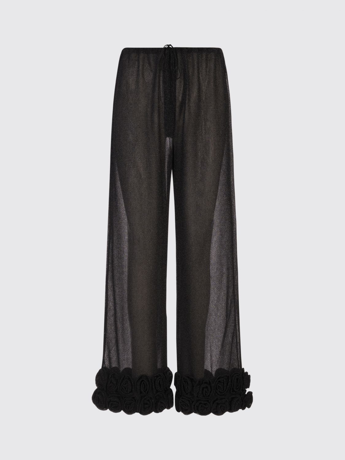 Floral-appliqué trousers - Black