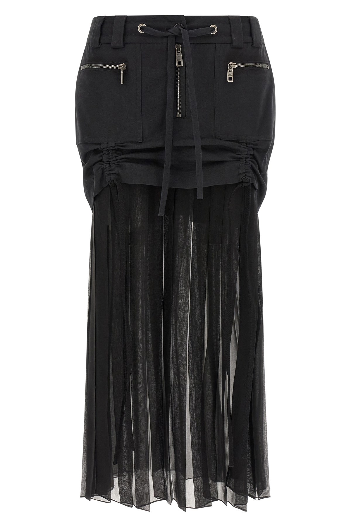 Twill And Chiffon Skirt