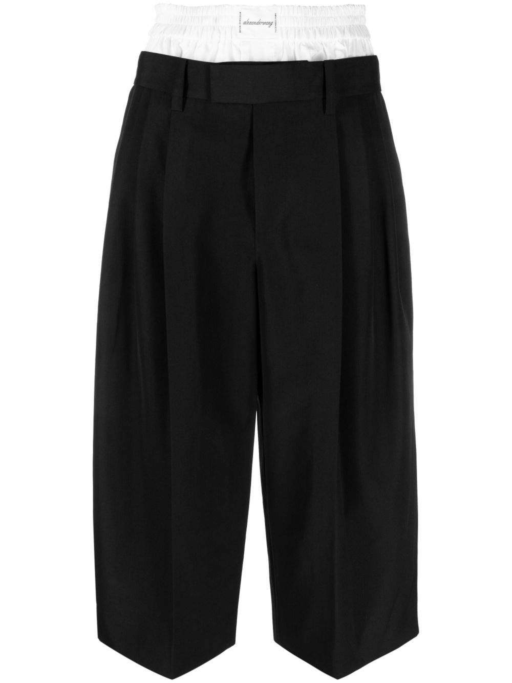 Double-waist cropped trousers - Black